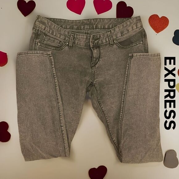 Express Zelda Slim Fit Ultra Low Rise Gray Jeans (Size 8) - Picture 11 of 11